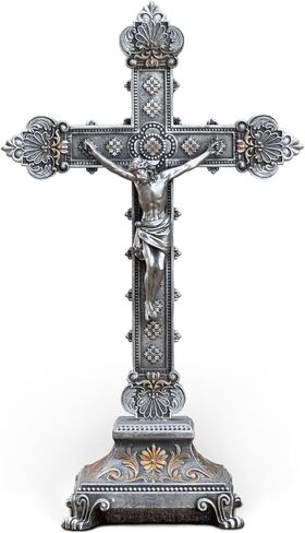 BC Catholic Crucifix Standing Cross, Religious Cross Statue, Cathlic Gift, Hand-painted in Realistic Color, 14.7 inches H by Buildclassic in Kuwait