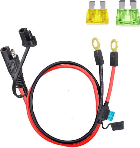 SAE Connector,10AWG Ring Terminal Harness,2FT Battery Charging Cable with 15A Protection Fuse,2-Pin Quick Disconnect Extension Plug for Motorcycle Solar Panel,Power Supply. (60CM) in Kuwait