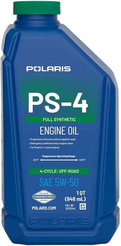 Polaris PS-4 All-Season 4 Cycle 5W-50 Full Synthetic Oil for Specific RANGER, GENERAL, RZR, Sportsman, Scrambler, ACE Models With 4 Stroke Engine, for UTV SxS ATV, 1 Quart, Qty 1-2876244 in Kuwait