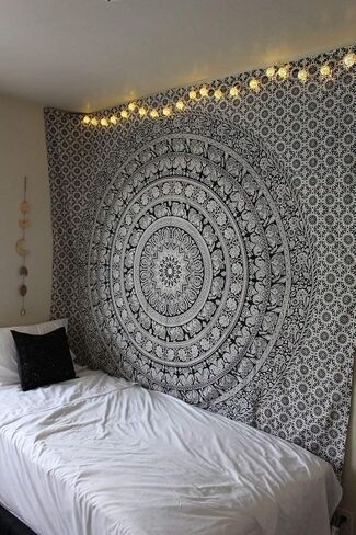 Popular Handicrafts Wall Hanging Tapestry for Bedroom Hippie Mandala Bohemian Tapestry Floral Design Indian Magical Thinking Tapestries Dorm Decor 84 x 90 Inches (215cm x 230cm) Rose Gold in Kuwait