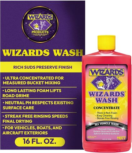 Wizards Car Wash - Super Concentrated Car Wash Soap - No Salt Biodegradable Car Wash Soap With Thick Foam - Exterior Care Products For Marine Use - Foam Cannon Soap For Car Washing Supplies - 1 Gallon in Kuwait