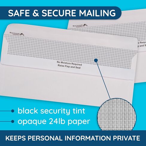 Blue Summit Supplies 500#10 Single Window Security Envelopes Flip and Seal, Designed for QuickBooks Invoices and Business Statements, Number 10 Size 4 1/8" X 9 1/2", 500 Pack in Kuwait