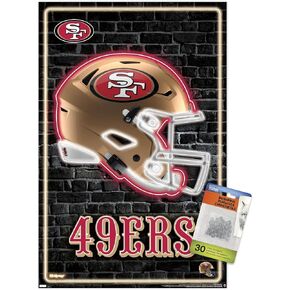 Trends International NFL San Francisco 49ers - Neon Helmet 23 Wall Poster, 22.37" x 34.00", Poster & Push Pin Bundle in Kuwait