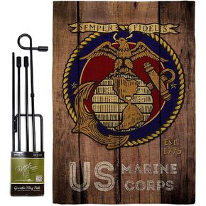FK137083-BO US Marine Corps Americana Military Decorative Vertical Flags Kit, 1 x House & 1 x Garden, Thick Fabric in Kuwait