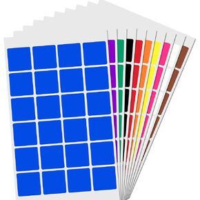 1200 Pieces, 1 inch - Colored Square Shape Stickers Labels - 10 Colors in Kuwait