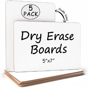 Scribbledo Set of 5 Small White Board Dry Erase Boards Classroom Pack Mini White Boards 5"x7" Double Sided Personal Whiteboards for Students Teachers School Supplies Lapboards in Kuwait