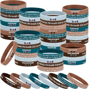 32 Pcs Religious Rubber Bracelets Bible Verse Silicone Bracelets Christian Silicone Wristbands Scripture Rubber Bracelets Spiritual Inspirational Wristbands for Men Women in Kuwait