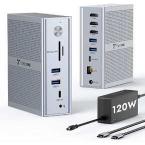TobenONE USB C Docking Station Dual 4K Monitor for MacBook M1/M2/M3/Windows, Triple Display Laptop Docking Station Stand, Universal USB C Dock with Dual 4K HDMI, Power Adapter, VGA, 6 USB, RJ45, SD in Kuwait