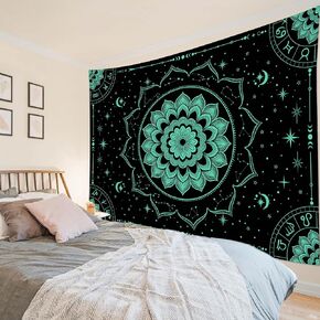 LB Butterfly Mandala Wall Tapestry Blue Butterfly Black and White Mandala Bohemian Tapestry Wall Hanging Star Moon Phase Aesthetic Tapestry for Bedroom Living Room Decor Home Decor 48Wx36L Inches in Kuwait