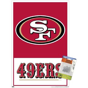 Trends International NFL San Francisco 49ers - Logo 21 Wall Poster, 14.72" x 22.37", Premium Poster & Push Pin Bundle in Kuwait