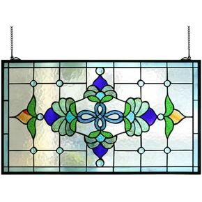 تيفاني نمط الزجاج الملون نافذة معلقة لوحات نافذة عرضية أفقية 15 "× 26" in Kuwait