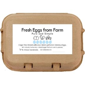 100 Sheets Egg Carton Labels 4 x 2" Stickers Decal Farm Fresh Eggs Chicken coop Supplies Blank Cartons 6 12 15 18 30 48 50 Count Basket Box Container (T00717-100) in Kuwait
