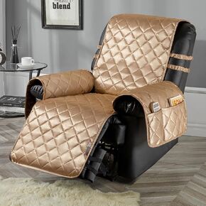 STONECREST Cooling Recliner Chair Cover - Silky Satin Recliner Cover, Recliner Slipcover Stay in Place (Black, Recliner 25" Regular) in Kuwait