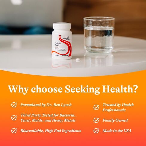 Seeking Health Folinic Acid, 1360 mcg DFE Folinic Acid to Support Homocysteine Levels, Methylation, Cognitive Function, and Energy, Vegan and Vegetarian (60 lozenges)* in Kuwait
