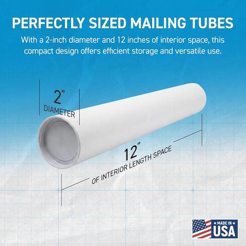 MagicWater Supply Mailing Tube - 2 in x 12 in - White - 1 Pack - for Shipping and Storage of Posters, Arts, Crafts, and Documents in Kuwait