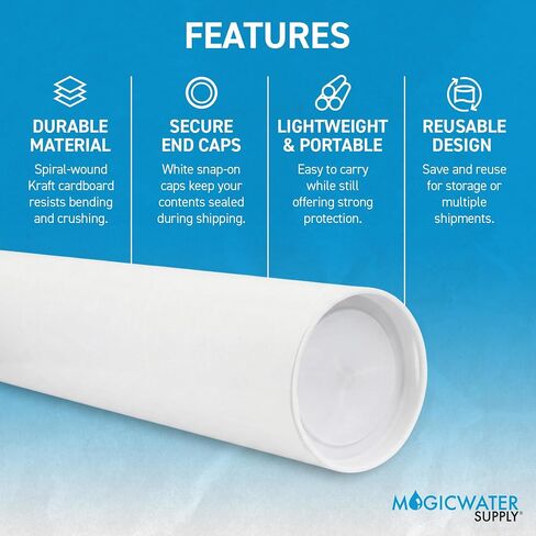 MagicWater Supply Mailing Tube - 2 in x 12 in - White - 1 Pack - for Shipping and Storage of Posters, Arts, Crafts, and Documents in Kuwait