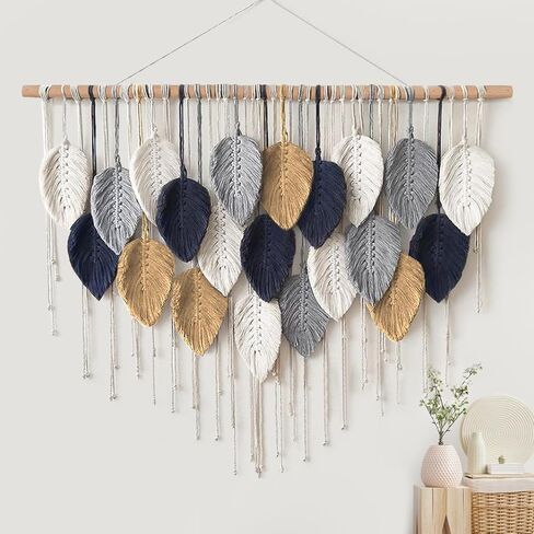 Alynsehom Macrame Wall Hanging, Boho Handmade Woven Tapestry, Chic Wall Art Decor for Bedroom Living room Nursery Apartment Ornament in Kuwait