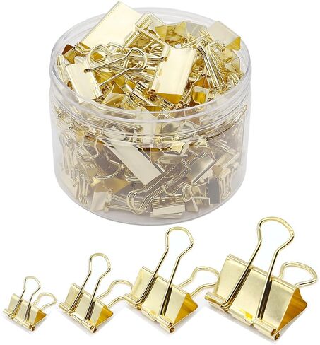 Binder Clip, Paper Binder Clips, Paper Clamps Assorted Sizes, (Large, Medium, Small, X-Small) Clips for Office School, 84 Pack (Rose Gold) in Kuwait