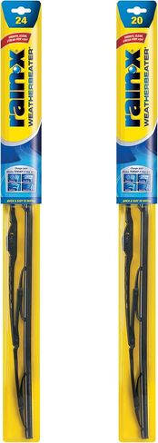 شفرات ممسحة WeatherBeater من Rain-X 820146، ممسحات الزجاج الأمامي مقاس 24 بوصة و20 بوصة (عبوة من قطعتين)، شفرات ممسحة الزجاج الأمامي البديلة للسيارات التي تلبي أو تتجاوز معايير الجودة والمتانة الخاصة بشركة OEM in Kuwait