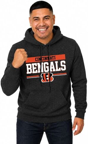 Team Fan Apparel NFL Adult Gameday Charcoal Hooded Sweatshirt - Cotton & Polyester - Stay Warm & Represent Your Team in Style (Kansas City Chiefs - Black, Adult Large) in Kuwait
