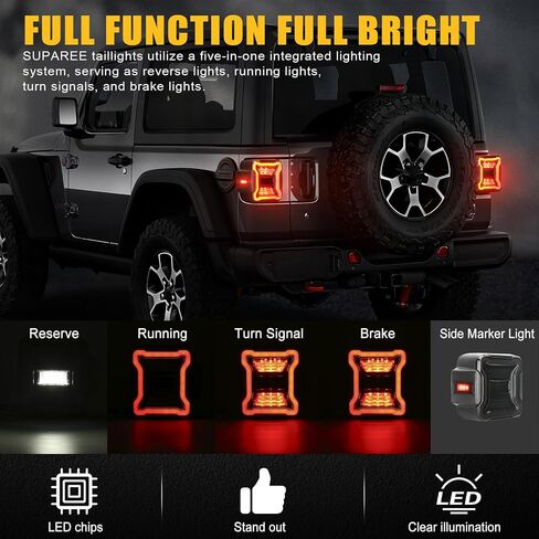 SUPAREE Tail Lights Assembly LED Rear Tail Light Compatible for 1979-2006 Wrangler TJ YJ CJ Universal trailer taillights - Pack of 2, RED in Kuwait