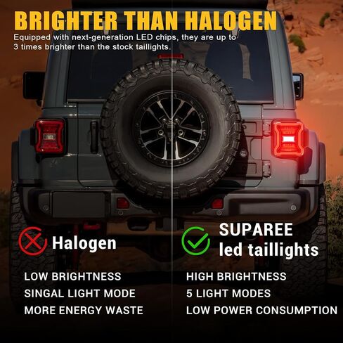 SUPAREE Tail Lights Assembly LED Rear Tail Light Compatible for 1979-2006 Wrangler TJ YJ CJ Universal trailer taillights - Pack of 2, RED in Kuwait