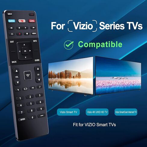 لوحة مفاتيح XRT500 QWERTY مع جهاز تحكم عن بعد بديل للضوء الخلفي متوافق مع Vizio TV M43-C1 M49-C1 M50-C1 M55-C2 M60-C3 M80-C3 M322I-B1 M422I-B1 M492I-B2 M502I-B1 M552I-B2 M602I-B3 in Kuwait