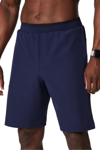 Fabletics Men's The Fundamental Short II, Workout, Running, Training, Gym, Yoga, Ultra Lightweight, 9" Inseam, L, Black/Black in Kuwait