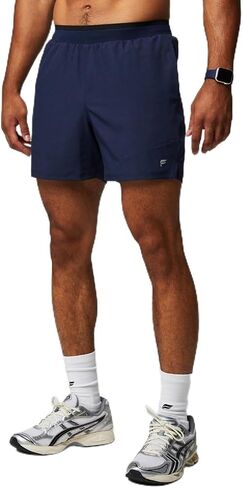 Fabletics Men's The Fundamental Short II, Workout, Running, Training, Gym, Yoga, Ultra Lightweight, 9" Inseam, L, Black/Black in Kuwait