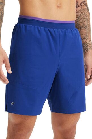 Fabletics Men's The Fundamental Short II, Workout, Running, Training, Gym, Yoga, Ultra Lightweight, 9" Inseam, L, Black/Black in Kuwait