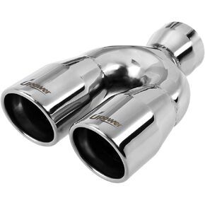Upower 2.5" to 3" Dual Exhaust Tip 2 1/2 Inch Inlet 3 Inch Outlet 9.5" Length Exhaust Tailpipe Tips 304 Polished Stainless Steel 1.2mm Thickness Double Wall Slant Rolled Edge in Kuwait