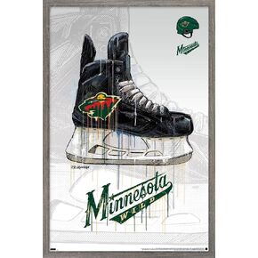 ملصق حائط من Trends International NHL Minnesota Wild - Drip Skate 21، مقاس 14.725 بوصة × 22.375 بوصة، إصدار بإطار أسود in Kuwait