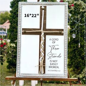 Three Strands Cord Wedding Unity Sign, Cross to Braid or Tie God's Knot - A Cord of Three Strands is Not Easily Broken - Handfasting Cord, 16 × 22" Unity White Cross Braid For Wedding Ceremony in Kuwait