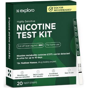 Highly Sensitive Nicotine Tests for Home - Nicotene Test - Cotinine Urine Test for up to 10 Days - Nicotine Testing Kit for Vaping - 15 Strips of Vape/Tobacco/Continine/Nicotine Test Kit in Kuwait
