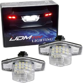 مجموعة إضاءة لوحة ترخيص LED كاملة 3 وات من iJDMTOY OEM-Fit متوافقة مع Honda Civic Coupe Fit CR-V Element Crosstour Odyssey Insight HR-V، مدعومة بـ 18-SMD Xenon White LED in Kuwait