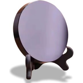 Natural Black Obsidian Scrying Mirror, Healing Crystals, Obsidian Mirror with Stand, Witchcraft Black Mirror, Crystal Decor with Shelf, scrying mirror obsidian, Divination, Meditation, (60mm) in Kuwait
