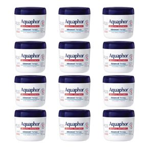 Aquaphor Healing Ointment, Advanced Therapy Skin Protectant, Dry Skin Body Moisturizer, Multi-Purpose Healing Ointment, For Dry, Cracked Skin & Minor Cuts & Burns, 14 Oz Jar (Pack of 12) in Kuwait