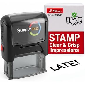 AS-IMP1049 - Late, Heavy Duty Commerical Quality Self-Inking Rubber Stamp, Red Ink, 9/16" x 1-1/2" Impression Size, Laser Engraved for Clean, Precise Imprints in Kuwait