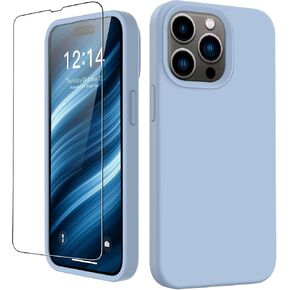 FUNMIKO متوافق مع حافظة iPhone 15 Plus مع واقي الشاشة، غطاء سيليكون ناعم حريري سائل مطور، مصمم بشكل عصري للرجال والنساء والفتيات، جراب هاتف واقٍ مقاس 6.7 بوصات، أسود in Kuwait
