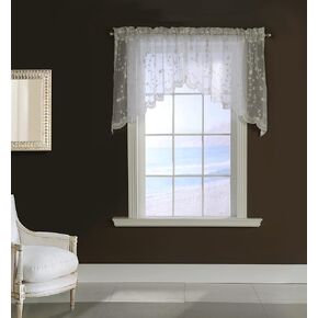 Loft Living Garcia Embroidered Sheer Swag with Scallop Detail 80" x 36" in White in Kuwait
