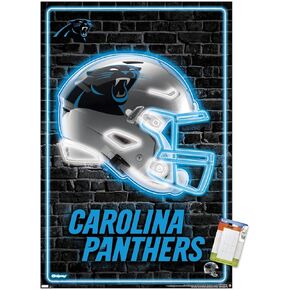 ملصق حائط من Trends International NFL Carolina Panthers - خوذة نيون 23، مقاس 22.37 بوصة × 34.00 بوصة، وحزمة ملصق وتركيب in Kuwait