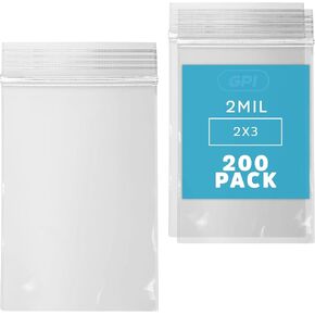 Clear Plastic RECLOSABLE Zip Bags - Bulk GPI Pack of 500 3" x 4" 2 mil Thick Strong & Durable Poly Baggies with Resealable Zip Top Lock for Travel, Storage, Packaging & Shipping. in Kuwait