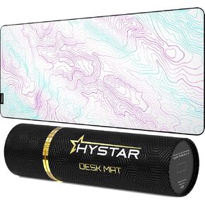 Hystar Extended Gaming Mouse Pad | XXL 36" x 16" | 5mm Thick, Waterproof Surface, Smooth Polyester Fabric, and Natural Rubber Base | Dreamy Topo (Dark) in Kuwait
