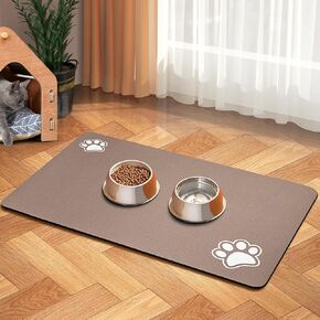 Pet Feeding Mat-Absorbent Dog Mat for Food and Water Bowl-Accessories Pet Supplies-Bowl for Messy Drinkers-No Stains Quick Dry Dog Water Dispenser Mat (16"x24", Dark Grey) in Kuwait