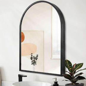 Arch Wall Mirror 20"x16" Large Black Bathroom Mirror Metal Frame Mirrors for Wall, Decoration Vanity Bedroom Entryway Living Room in Kuwait