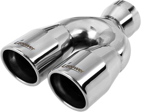 Upower 2.5" to 3" Dual Exhaust Tip 2 1/2 Inch Inlet 3 Inch Outlet 9.5" Length Exhaust Tailpipe Tips 304 Polished Stainless Steel 1.2mm Thickness Double Wall Slant Rolled Edge in Kuwait