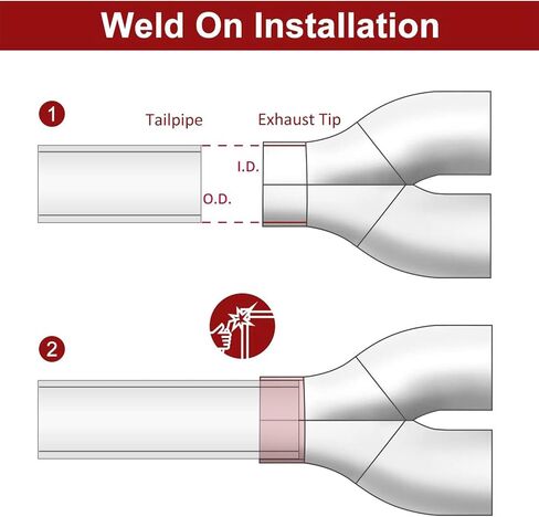 Upower 2.5" to 3" Dual Exhaust Tip 2 1/2 Inch Inlet 3 Inch Outlet 9.5" Length Exhaust Tailpipe Tips 304 Polished Stainless Steel 1.2mm Thickness Double Wall Slant Rolled Edge in Kuwait