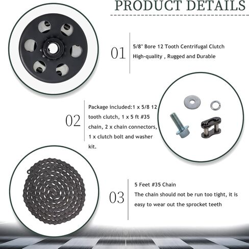 Mini Bike Go Kart Clutch 5/8" Centrifugal Clutch Set Bore 12 Tooth with 35 Chain Predator 212 Clutchs Engine for Lawnmower Fun Kart 6.5HP in Kuwait