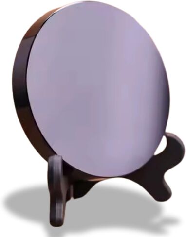 Natural Black Obsidian Scrying Mirror, Healing Crystals, Obsidian Mirror with Stand, Witchcraft Black Mirror, Crystal Decor with Shelf, scrying mirror obsidian, Divination, Meditation, (60mm) in Kuwait