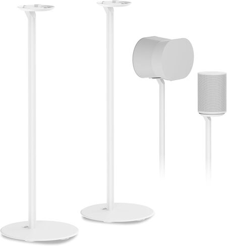 حامل أرضي ذو ارتفاع ثابت من ynVISION.DESIGN متوافق مع SONOS Era 100 وEra 300 - عبوة بيضاء مكونة من قطعتين (زوج) in Kuwait